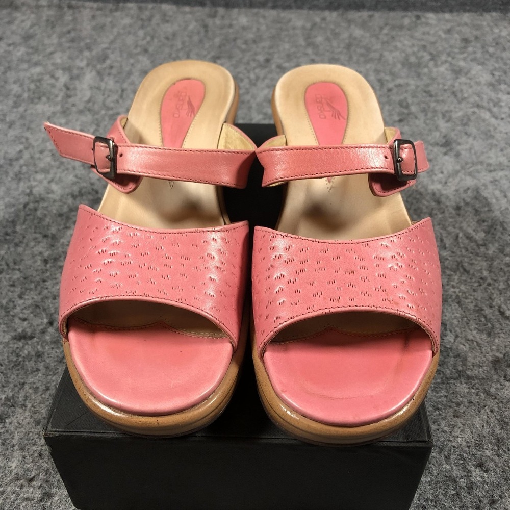 Dansko Sandals Womens 6.5 Pink Leather Slide Wedge Buckle Comfort Casual Shoes - Picture 4 of 16